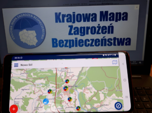 Na zdjęciu ukazana aplikacja Krajowej Mapy Zagrożeń Bezpieczeństwa.