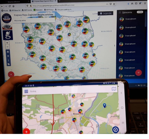 Na zdjęciu ukazana aplikacja Krajowej Mapy Zagrożeń Bezpieczeństwa.