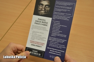 Ulotka informacyjna o handlu ludźmi.
