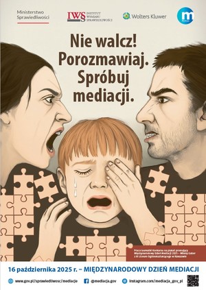 Plakat z informacją o Mediacjach.