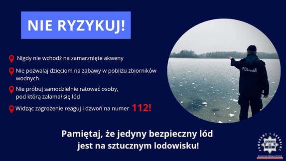 Zamarznięte akweny to nie lodowiska - nie ryzykujmy życia!