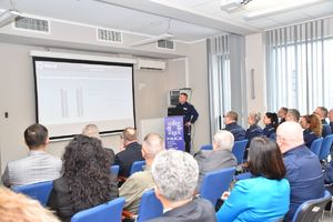 Odprawa roczna w nowosolskiej jednostce- przemówienie Komendanta Powiatowego Policji w Nowej Soli.